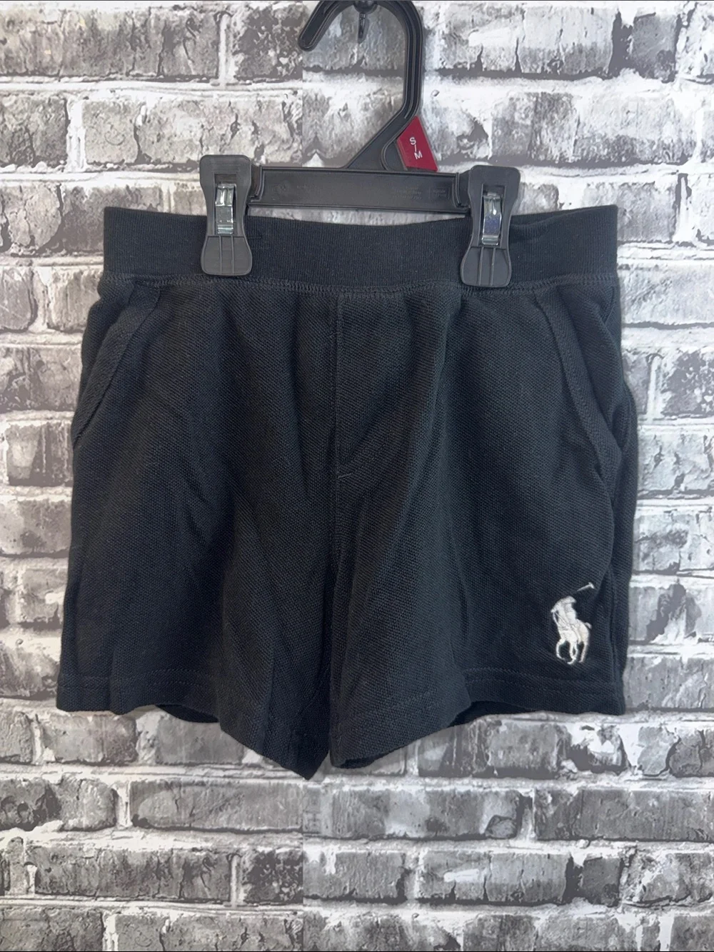 Ralph Lauren Black Pique Polo Shorts with White Pony